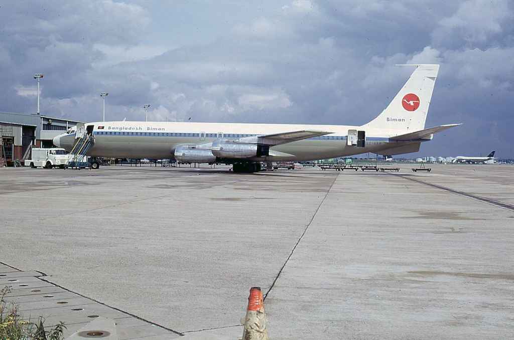 Bangladesh Biman 707-321 S2-ABM at London Heathrow July 1973.