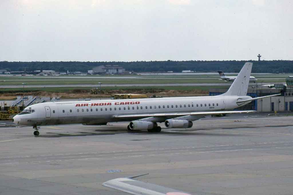 Air India Cargo DC-8-63 N8642 at Frankfurt July 1980.