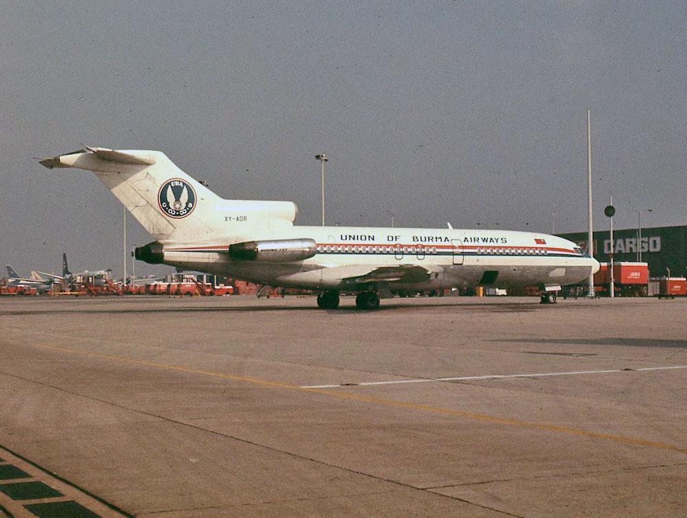Union of Burma Airways 727-100 XY-ADR a tLondon Heathrow September 1972.