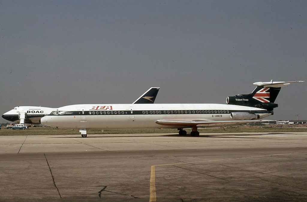 BEA Trident 3B G-AWZB Heathrow July 1972.
