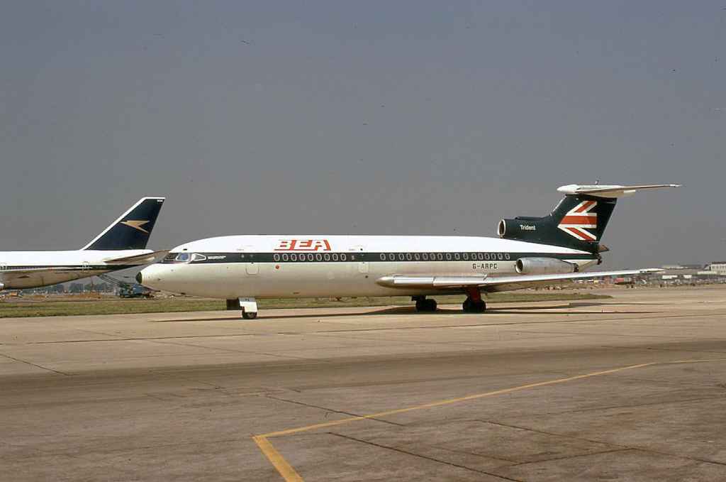 BEA Trident 1C G-ARPC Heathrow July 1973.