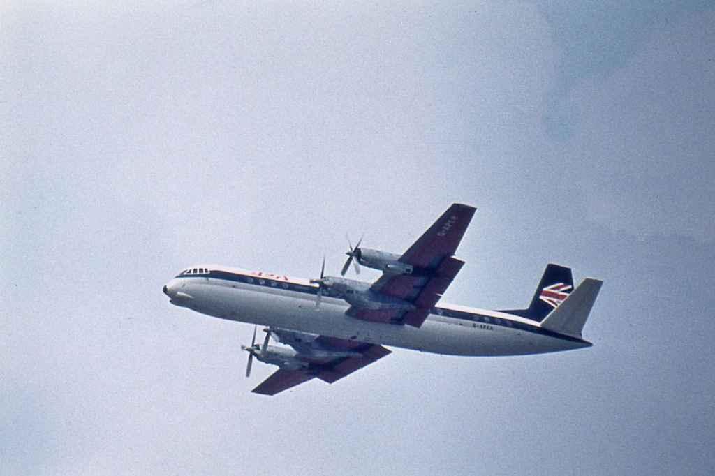BEA pax Vanguard G-APEM 1960s climb out.