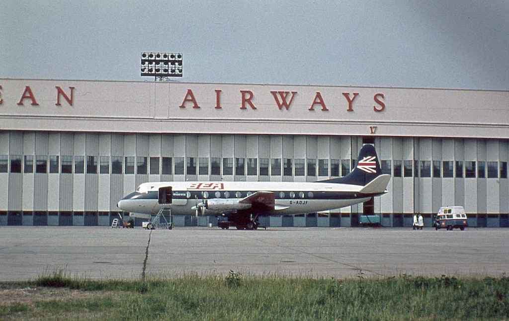 BEA Viscount G-AOJF Heathrow 1960s.
