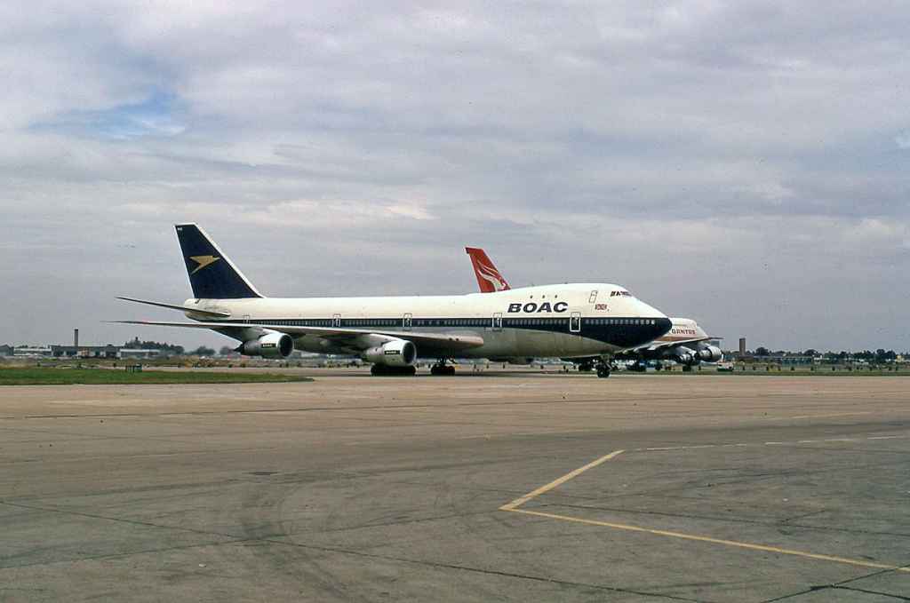 BOAC 747-136 G-AWNB Heathrow July 1973.