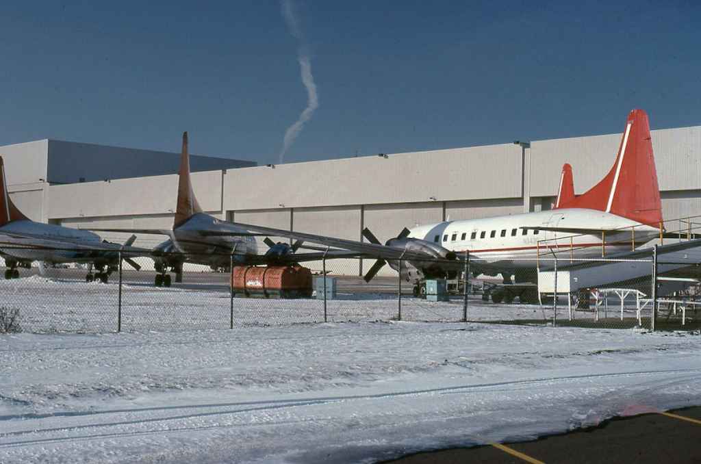 Northwest Convair 580 fleet MSP DEC 1986 at rest during a weekend.